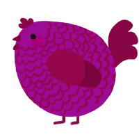 A plum and maroon chicken with a lace pattern