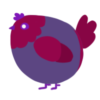 A overcast and maroon chicken with a head pattern