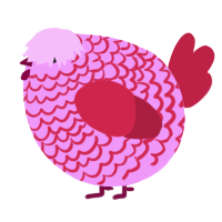 A lavender and crimson chicken with a lace pattern