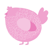 A pink chicken with a double-lace pattern