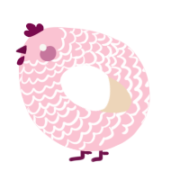 A rose and cream chicken with a lace pattern