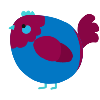 A sapphire and maroon chicken with a head pattern