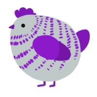 A silver and violet chicken with a bar pattern