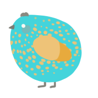 A aqua and honey chicken with a speckle pattern