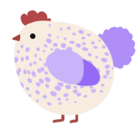 A cream and lilac chicken with a speckle pattern