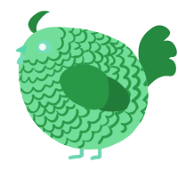 A spring and viridian chicken with a lace pattern