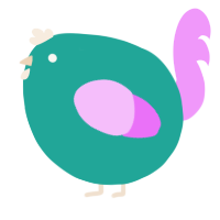 A turquoise and lavender chicken