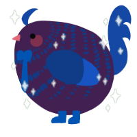 A gluppy and honey chicken with a bar pattern
