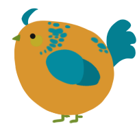 A orange and sea chicken with a neck-speckle pattern