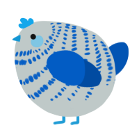 A silver and ultramarine chicken with a bar pattern