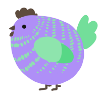 A lilac and spring chicken with a bar pattern