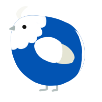 A ultramarine and white chicken with a head pattern