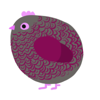 A grey and wine chicken with a double-lace pattern