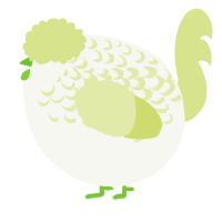 A white and lemon chicken with a half-lace pattern