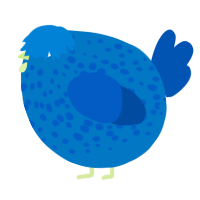 A sapphire and ultramarine chicken with a speckle pattern