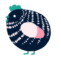 A tumblr and rose chicken with a bar pattern