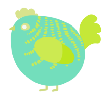 A mint and lime chicken with a half-bar pattern