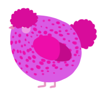 A orchid and fuchsia chicken with a speckle pattern