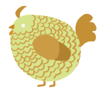 A lemon and gold chicken with a lace pattern
