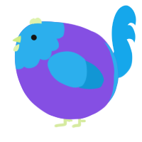 A blurple and sky chicken with a head pattern