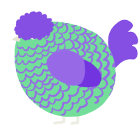 A spring and blurple chicken with a lace pattern