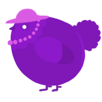 A violet chicken with a head pattern