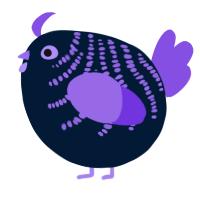 A tumblr and blurple chicken with a half-bar pattern