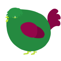 A viridian and maroon chicken
