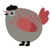 A ash and red chicken with a half-lace pattern