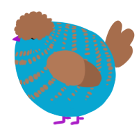 A cerulean and brown chicken with a bar pattern