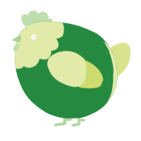 A viridian and lemon chicken with a head pattern
