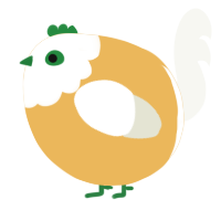 A honey and white chicken with a head pattern