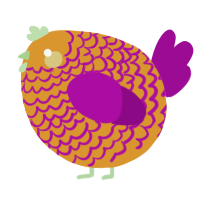 A orange and plum chicken with a lace pattern