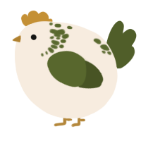 A cream and olive chicken with a neck-speckle pattern