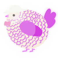 A cream and orchid chicken with a lace pattern