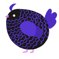 A sable and indigo chicken with a lace pattern