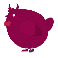 A maroon chicken with a lace pattern