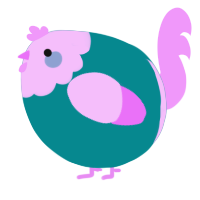 A teal and lavender chicken with a head pattern