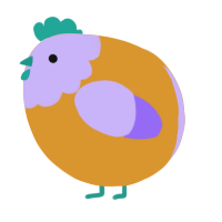 A orange and lilac chicken with a head pattern
