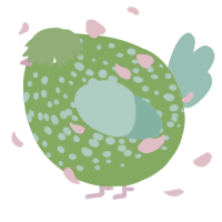 A grass and mint chicken with a speckle pattern