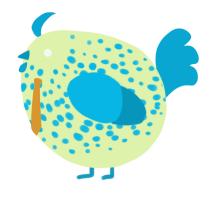 A apple and cerulean chicken with a speckle pattern