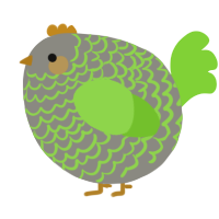 A ash and grass chicken with a lace pattern