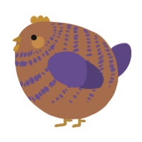 A brown and overcast chicken with a bar pattern