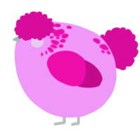 A lavender and fuchsia chicken with a neck-speckle pattern