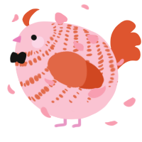 A rose and vermilion chicken with a bar pattern
