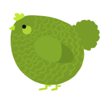 A chartreuse chicken with a lace pattern