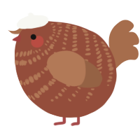 A russet and brown chicken with a bar pattern