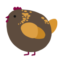 A bark and orange chicken with a neck-speckle pattern