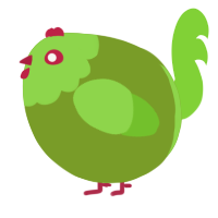 A chartreuse and grass chicken with a head pattern