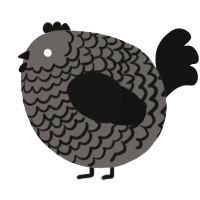 A grey and black chicken with a lace pattern